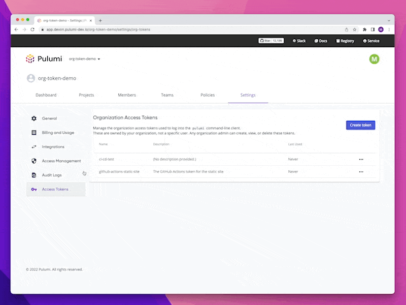 Gif of tokens in Audit Logs