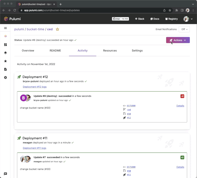 Running a Pulumi Refresh in the Pulumi Service