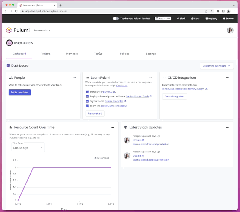 Team Access Tokens in the Pulumi Service